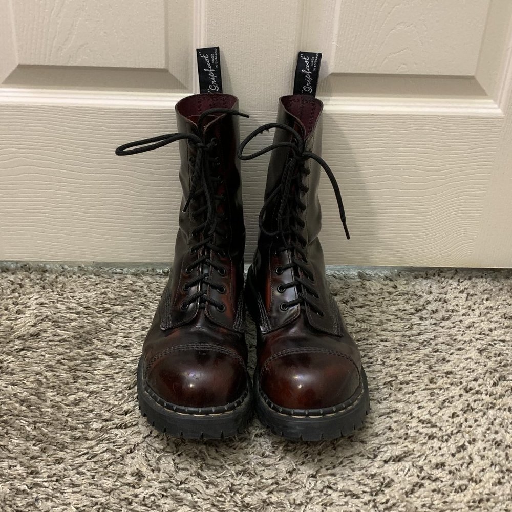 Sold - Gripfast 10 Hole Combat Boots Burgundy Ruboff 10UK - Picture 1 of 9